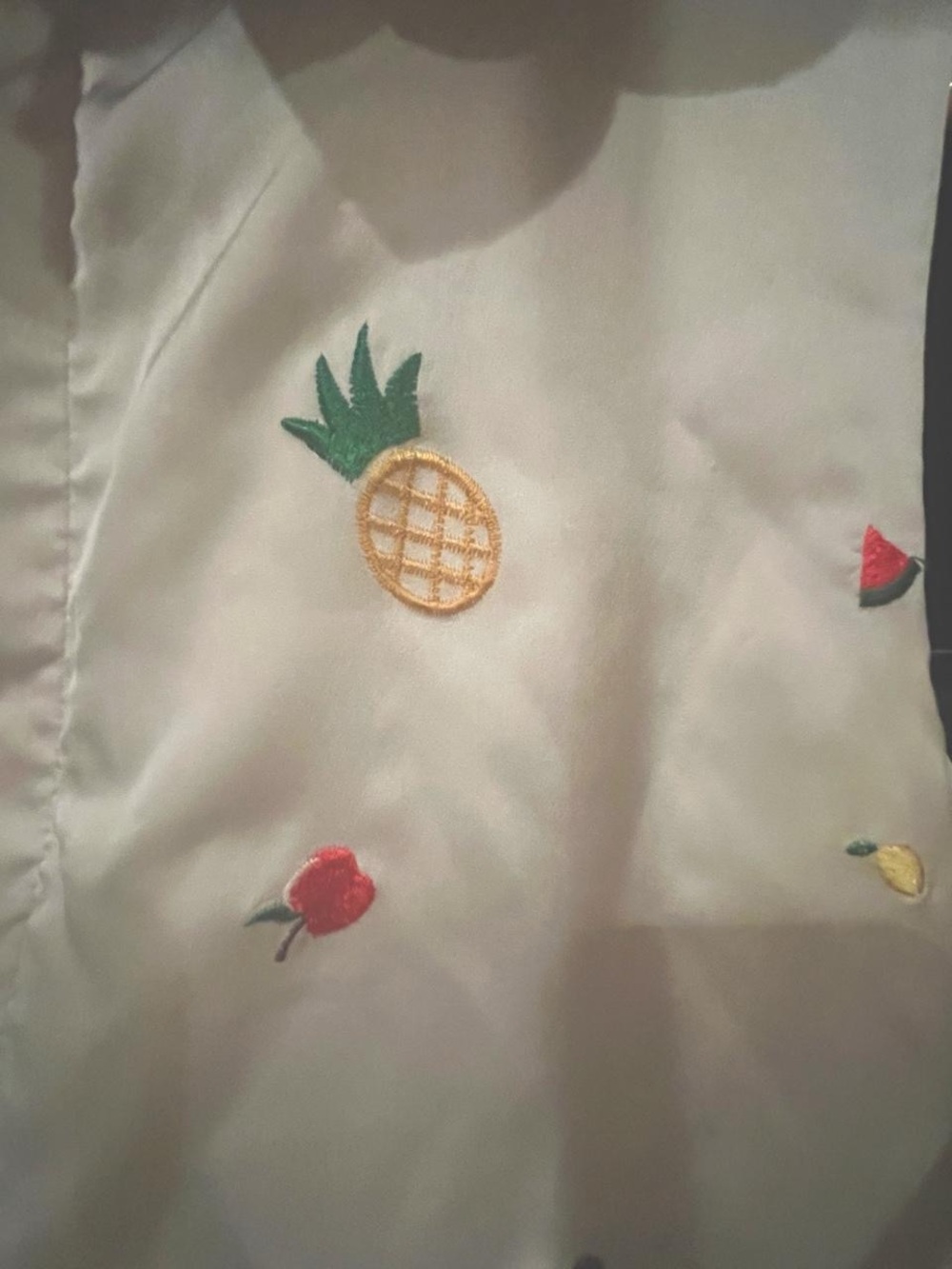 Whimsical Fruit Embroidered Tie-Neck Sleeveless Top - Picture 3 of 5